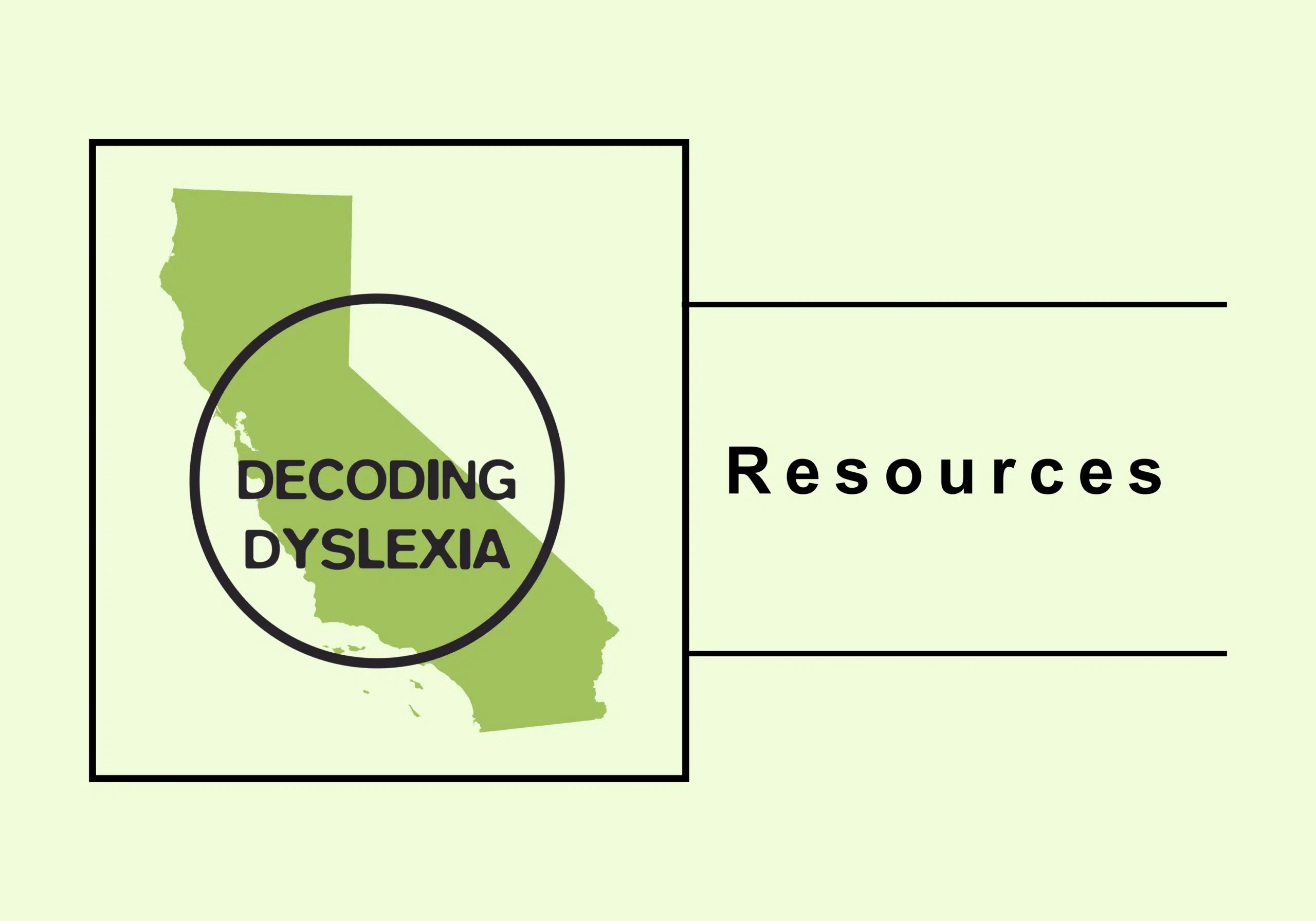 Logo of Decoding Dyslexia California with a green California map and text.